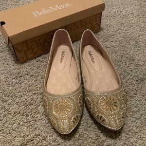 Bella Marie Rhinestone Flats Size 8